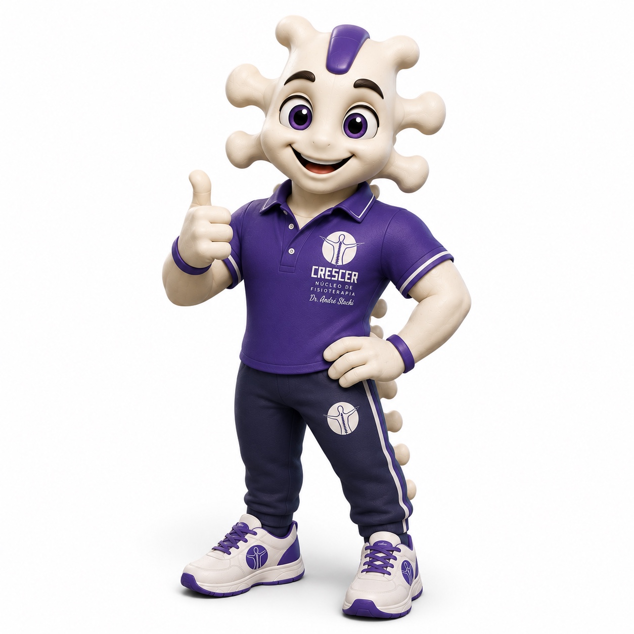 Vérti, mascote da CRESCER, sorrindo e fazendo sinal de positivo